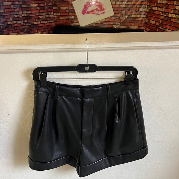Alice + Olivia Faux Leather Mini Shorts - Picture 1 of 16